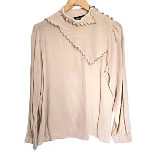 Adele Fado Retro Peach Silk Blouse IT46‎ Made in Italy Medium Large